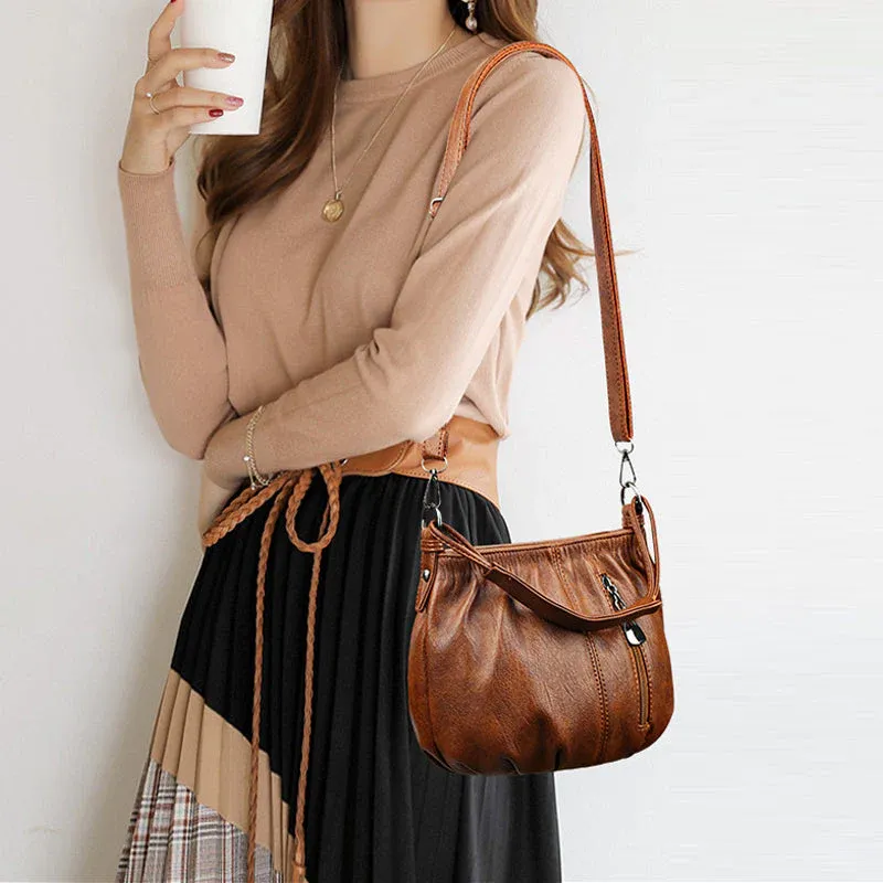 MJAA™-Fashion Simple Casual Pleated Bucket Soft Leather Handbag Shoulder Bag