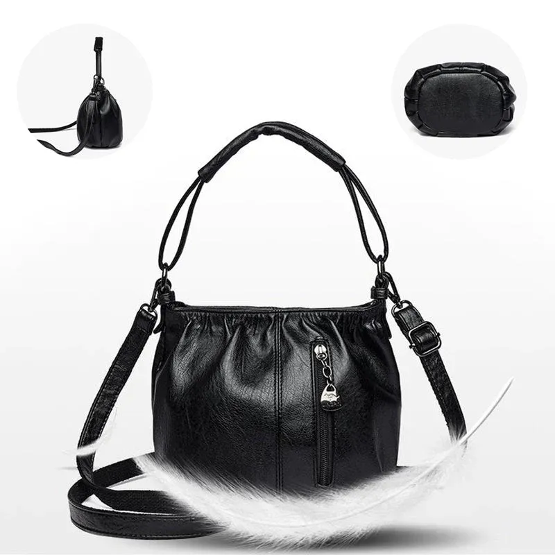 MJAA™-Fashion Simple Casual Pleated Bucket Soft Leather Handbag Shoulder Bag