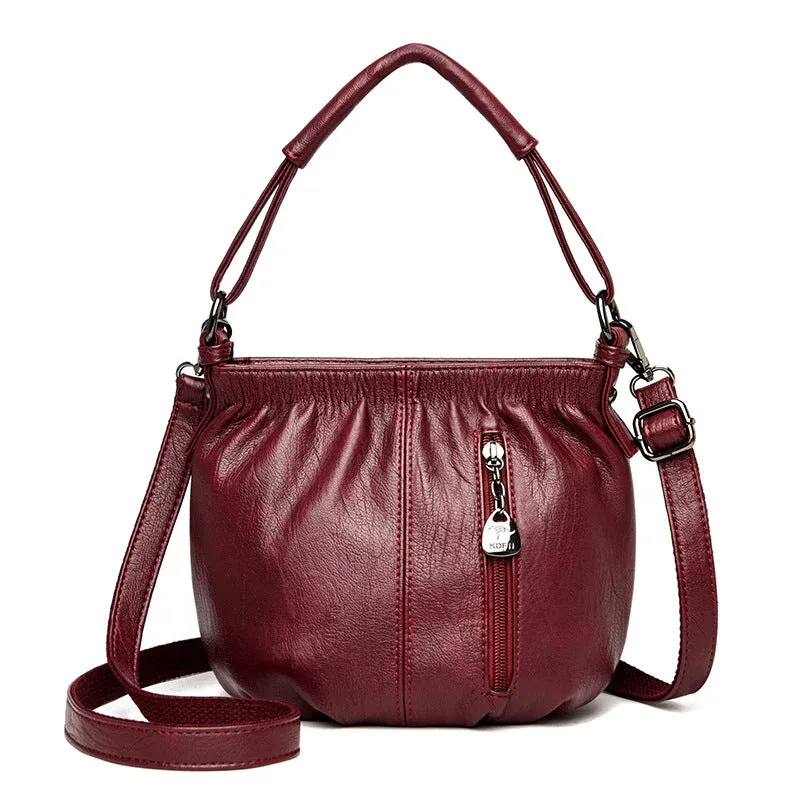 MJAA™-Fashion Simple Casual Pleated Bucket Soft Leather Handbag Shoulder Bag