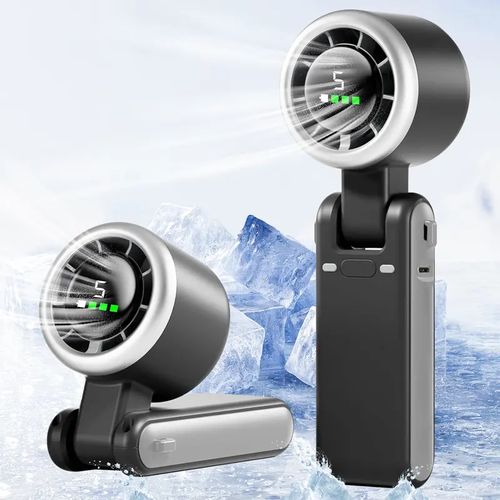 3-in-1 Handheld Turbo Cooling Fan - 5-Speed Wind Battery Powered, Up to 12 Working Hours, Portable Type-C for Outdoor Activities, Travel & Gifts