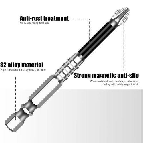 K5 Impact-Resistant and Non-Slip Bit,Impact Driver Bit Set,Titanium Alloy Impact Non-Slip Cross Head,High Magnetic Screwdriver Drill Bit