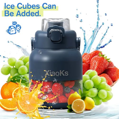 Xiaoks BPA-Free Electric Portable Blender & Citrus Juicer, Personal Blender for Smoothies, Shakes, Food Prep & Frozen Blending, 17 oz Cup, Straw, 2 Lids, USB-C Rechargeable, Dishwasher-Safe Parts, Healthy Juice for Gym, Travel & Kitchen