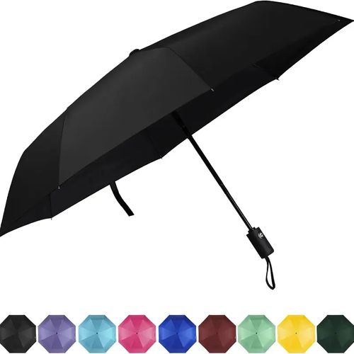 MEI QI LIN Portable Compact Windproof Travel Umbrella, Lightweight and Strong UV Protection, Black Waterproof Automatic for Backpack and Walking Use umber ella