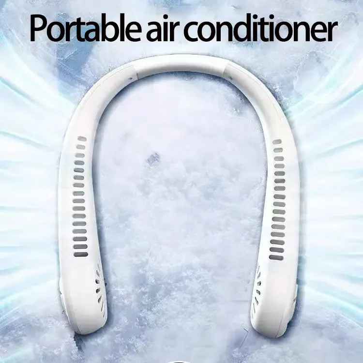 Hands-free neck fan for sports, travel and office use - Rechargeable bladeless cooling technology with up to 8 hours of run time - Wearable headphone design provides cooling for face, neck and shoulders as you move