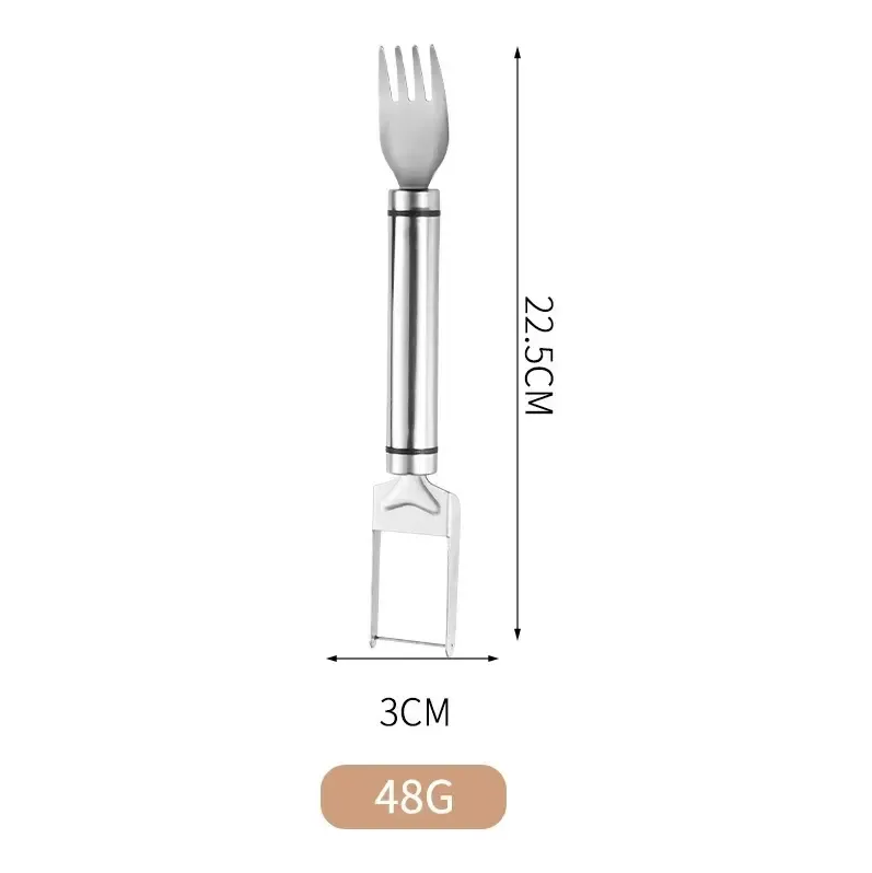 2 Pack Watermelon Fork Slicer Cutter Slicer Tool, 2-in-1 Stainless Steel Fruit Cutter, Dual Head Fruit Forks Slicer Knife with Round Handle,Fruit Cutting Kitchen Utensils,Portable Modern