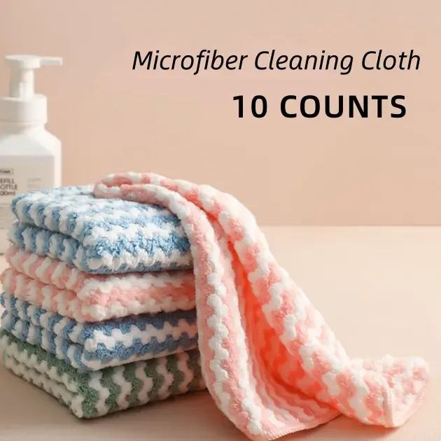 10 Counts Microfibe Kitchen Cleaning Cloths Kitchen Towels for Dish Dry Wet Washing Reusable and Washable Towels
