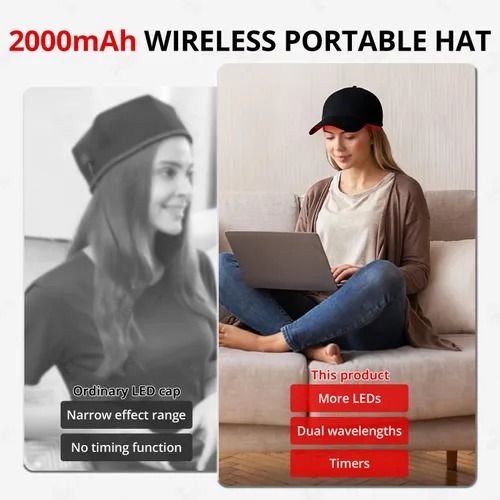 🔥Hot Seller🔥 COD！New Red and Blue Light Hair Care Device, Red Light Therapy Cap, Portable Hair Care Device, Hair Care Helmet, Laser Hair Care, Cross-Border