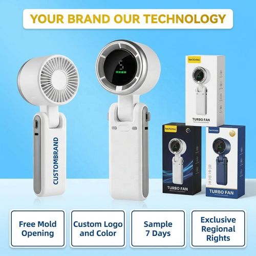 Handheld Portable Turbo Fan 3 Color LED Display Lanyard USB-C OEM Custom Logo Wholesale Hechintec Certified Factory