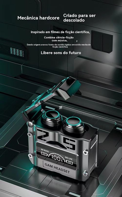 Chegou o fone de ouvido Bluetooth de estilo ficção científica hardcore! A sensação mecânica está cheia, a tampa magnética se abre com um toque suave. A técnica de pintura metálica faz o senso de tecnologia explodir, a membrana vibratória biológica de 8mm traz uma qualidade de som excelente, os detalhes são super nítidos. Os dois ouvidos podem ser separados, a conexão é super flexível. O toque de impressão digital é super conveniente, trocar músicas e atender chamadas é fácil. O volume alto não