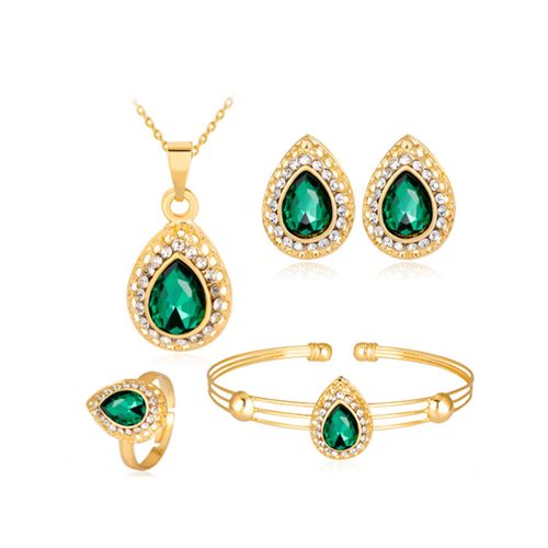 Kit de presente com relógio de quartzo de aço com strass pequeno, pulseira, colar e pingentes de ouvido