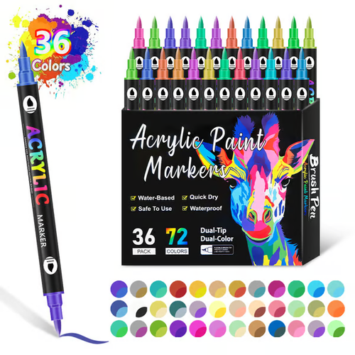 🔥Last Day Promotion - Dual Tip Acrylic Paint Pen Marker - 72Colours