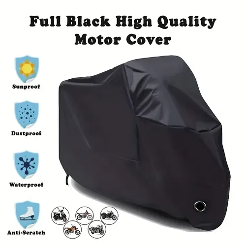 🔥🔥🔥Motorcycle Covers, Heavy Duty 210D Waterproof UV Protective Tear Proof Motorbike Cover With Safety Cloth Lock Holes Design