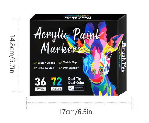 🔥Last Day Promotion - Dual Tip Acrylic Paint Pen Marker - 72Colours