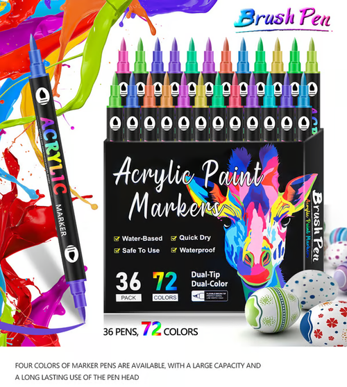 🔥Last Day Promotion - Dual Tip Acrylic Paint Pen Marker - 72Colours