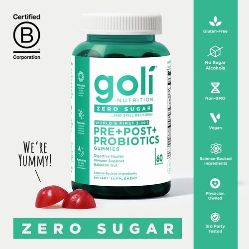 3-in-1 Pre, Post, Probiotic Gummies - Gluten Free, Vegan, Non-GMO, & Gelatin-Free.