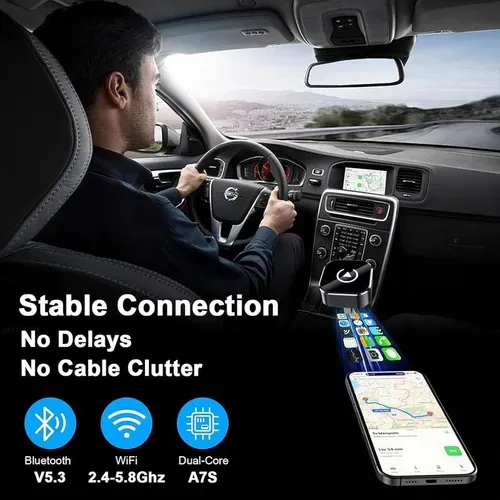2026 Wireless carplay Adapter Hands-Free Call wireless adapter Compatible with iPhone and Android systems