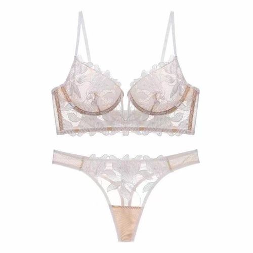 Manufacturers wholesale lace bra set deep v sexy embroidery comfortable breathable bra set for wom