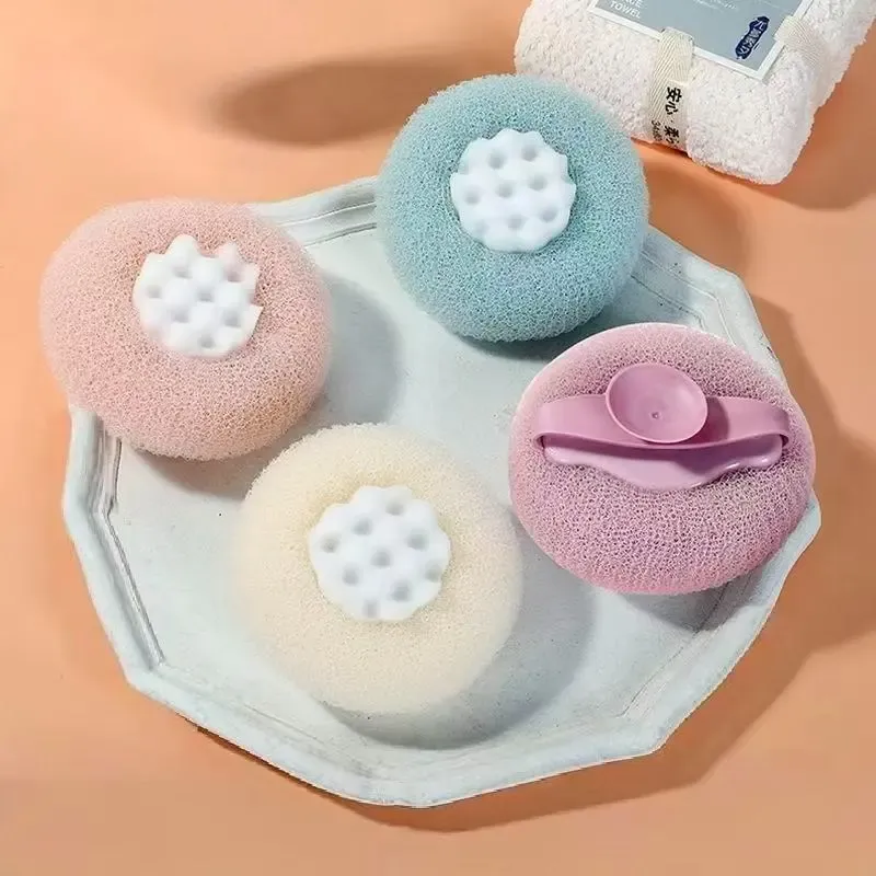 4PCS Multifunctional Massage Shower Ball - Soft Skin-Friendly Flower Bath Sponge for Rich Foam, Deep Cleansing & Back Rub | Cute Bathroom Exfoliation Tool