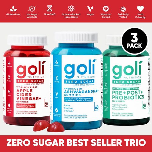 Zero Sugar Best Seller Trio - 3-in-1 Pre, Post, Probiotic, Apple Cider Vinegar with Vitamin B12 and Probiotics