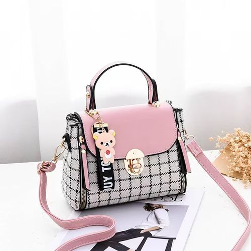 Plaid Pattern Handbag,Fashion PU Leather Crossbody Bag Gift Elegant Accessory Style