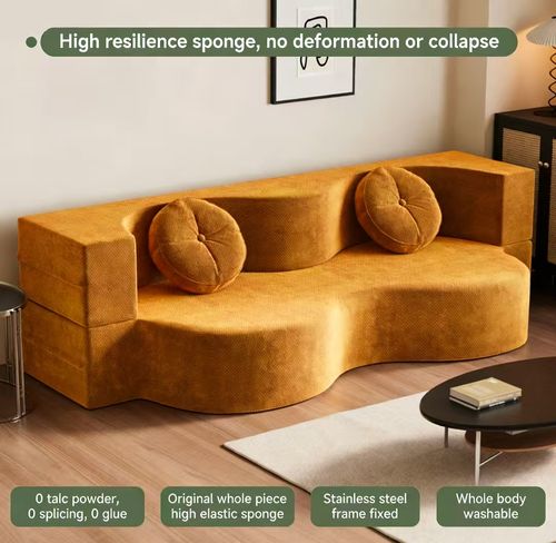 Compressed Convertible Sofa Bed - Foldable Floor Couch with Pillow
