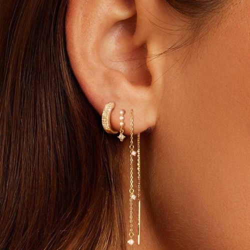 3 Layered Chain Earrings For Women Hypoallergenic Dangle Earrings Stud Waterproof Jewelry Gift for Fashion