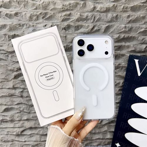 Original Magnetic Transparent Mobile Phone Case for iPhone 17 16 15 14 13 12 11 Pro Max Plus Clear Custom Phone Cover