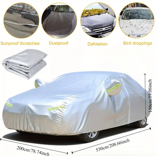 Car Cover All Weather, Outdoor Car Cover Sun UV Snow Wind Protection, Breathable Full Exterior Covers Universal Sedans Up to 185
