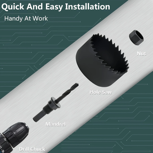 🔥🔥🔥Hole Saw Set, 11 Each Hole Saw Set Tool - 19-64mm Wood Metal Alloy Round with Case