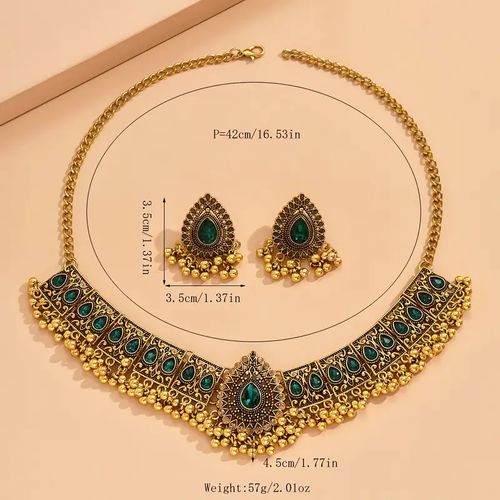 buy one get one free-Bollywood Style - Vintage Gemstone Jewelry Set