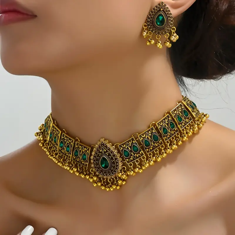 buy one get one free-Bollywood Style - Vintage Gemstone Jewelry Set