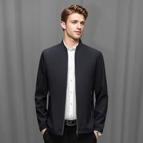 Men's Standing Collar Zipper Casual Jacket