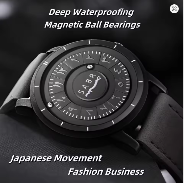 wxSabr Arabic numeral men's quartz watch fashion luxury stainless steel creative sliding pointer magnetic watch 复制