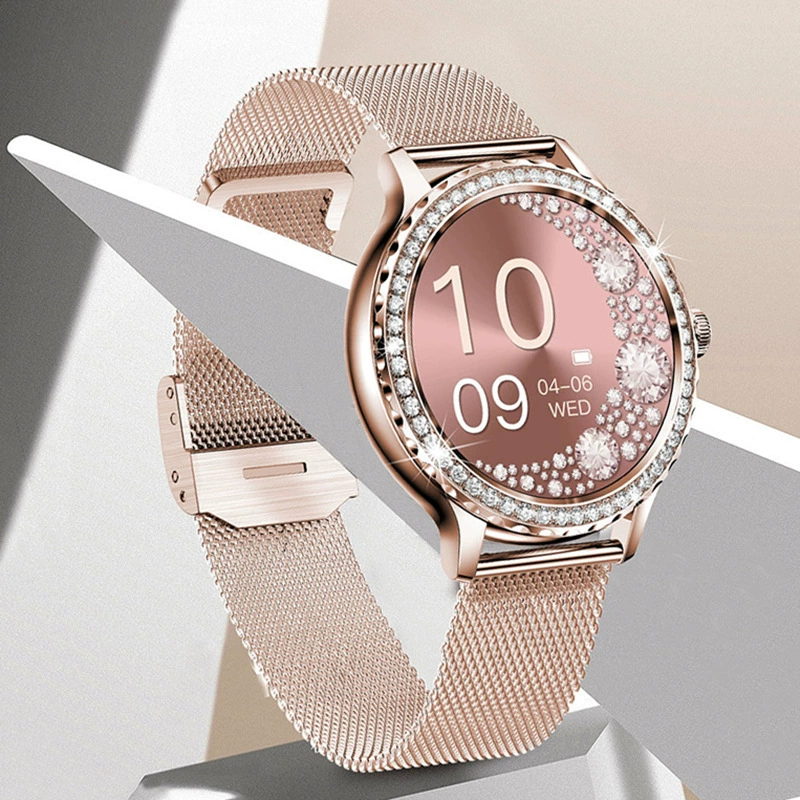 💎 NX19 Women's Smartwatch | Bluetooth Calls ✆ 1.3 HD Screen + IP68 Waterproof ⌚ Heart Sleep Monitor ✨ Diamond Accents