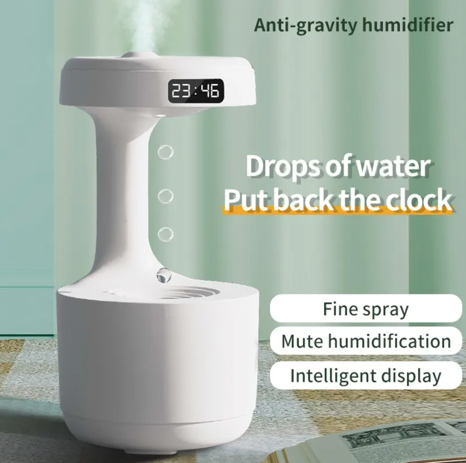 ✨ Anti-Gravity Humidifier | 24H Hydration, Ultra-Quiet & Smart Safety Tech ⏰