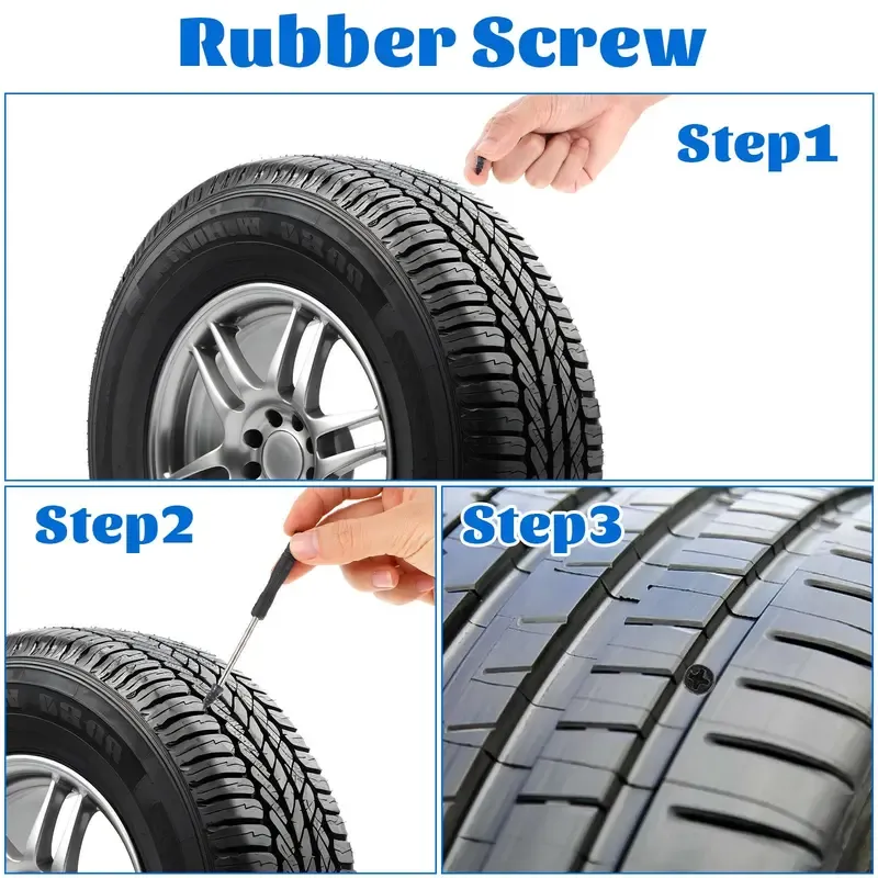 Limited-time promotion 60-30Pcs Tire Repair Screws Plugs, Self-service Tyre Repair Vacuum Rubber Nails Kit for Car-Motorcycle-Truck-Tractor Puncture Fast Tyre Repair Supplies