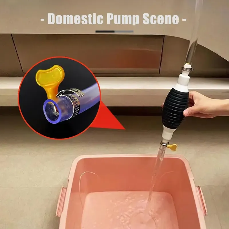 2 in 1 Manual Oil Pump Dual Flow Hand Siphon Pump with Valve Portable Fuel and Water Transfer Tool for Efficient Transfer