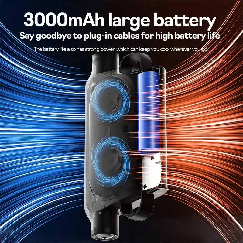 Portable Car Seat Cooler, Adjustable Car Fan, Car Seat Air Conditioner, Suitable for Most Cars, SUV, RV, Boat, Equipped with 3000mAh Battery