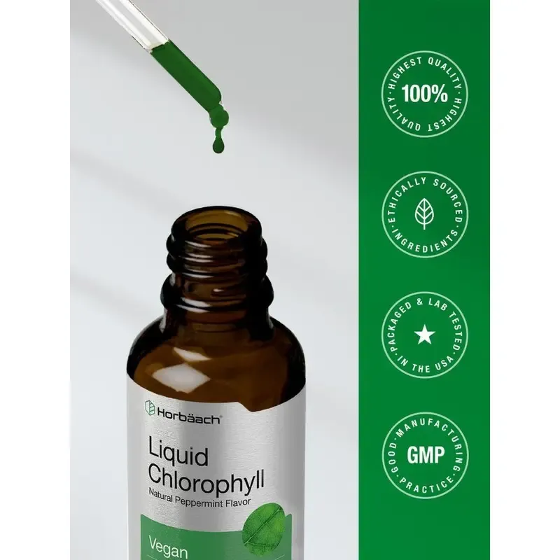 Liquid Chlorophyll Drops | 2 oz | Vegan, Non-GMO, and Gluten Free Formula | Natural Peppermint Flavor