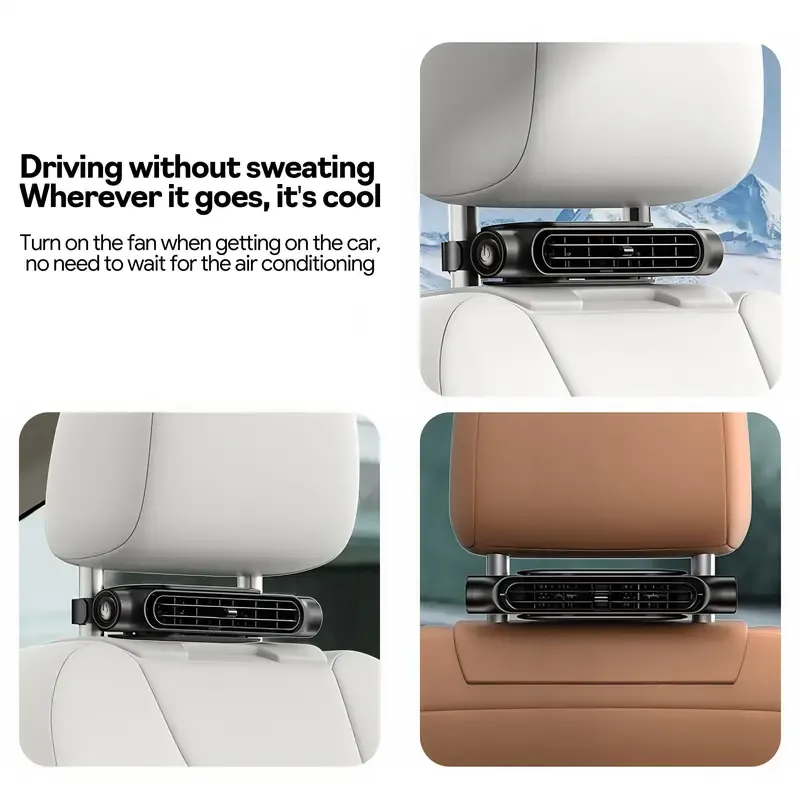 Portable Car Seat Cooler, Adjustable Car Fan, Car Seat Air Conditioner, Suitable for Most Cars, SUV, RV, Boat, Equipped with 3000mAh Battery