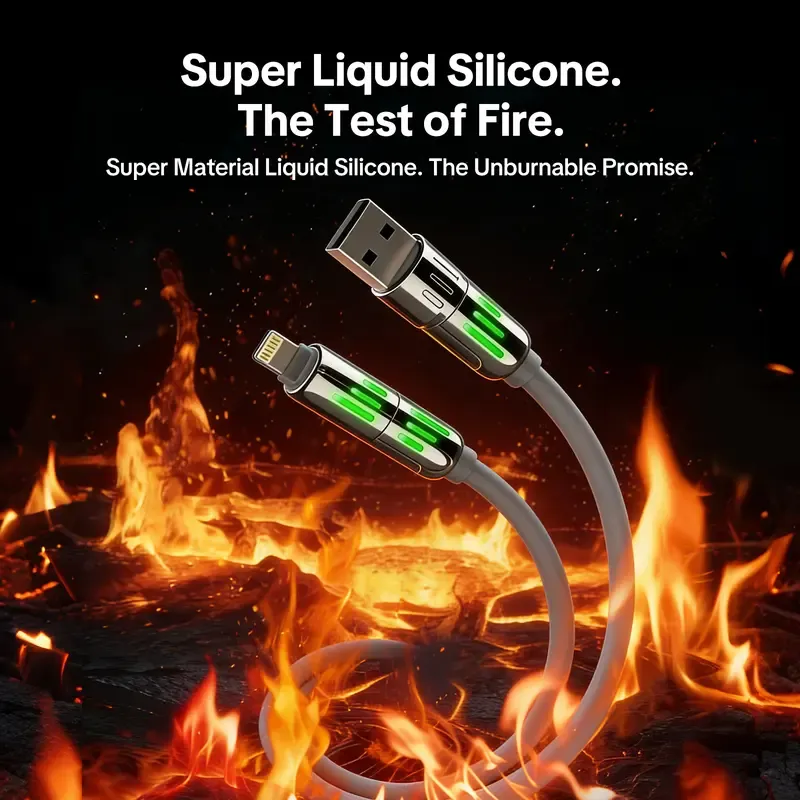 MFish Armored Dragon I 4-in-1 Multi 240W Fast Charging super Liquid Silicone Cable with USB A Type C Lightning for iPhone17&Samsung Laptops Charger