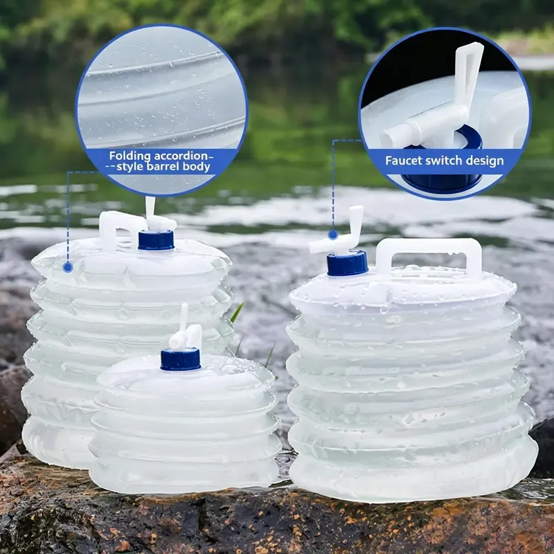 Collapsible Water Container, Large-Capacity Bucket with Handle, Portable Camping Gear for Hiking & Picnics, Water Storage Containers, Road Trips, Retractable, Handheld, Outdoor