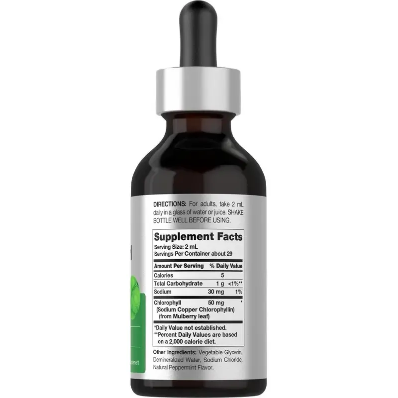 Liquid Chlorophyll Drops | 2 oz | Vegan, Non-GMO, and Gluten Free Formula | Natural Peppermint Flavor