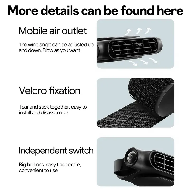 Portable Car Seat Cooler, Adjustable Car Fan, Car Seat Air Conditioner, Suitable for Most Cars, SUV, RV, Boat, Equipped with 3000mAh Battery