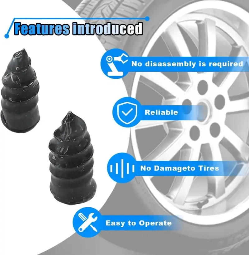 Limited-time promotion 60-30Pcs Tire Repair Screws Plugs, Self-service Tyre Repair Vacuum Rubber Nails Kit for Car-Motorcycle-Truck-Tractor Puncture Fast Tyre Repair Supplies