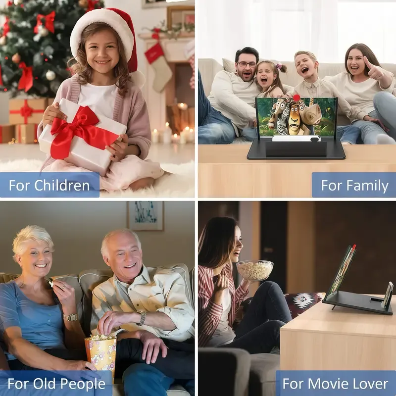 12 Screen Magnifier,3D HD Mobile Phone Magnifier Projector Screen Enlarger for Movies, Videos, and Gaming,Foldable Cell Phone Stand with Screen Amplifier,Supports All Smartphones  ​