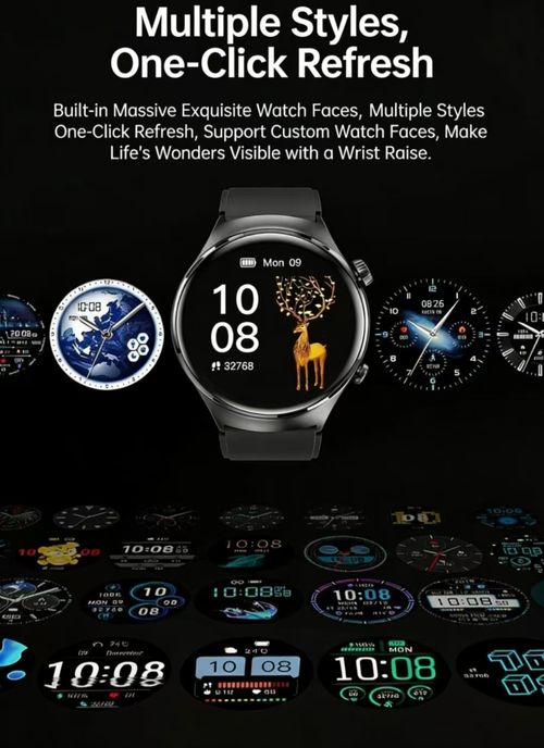 GTR3 Smartwatch — A stylish timepiece for spring, featuring a 1.43-inch HD AMOLED display, AOD (Always-On Display) functionality, heart rate monitoring, over 110 sports modes, and a water-resistant design, with a battery life of up to 120 hours. Compatible with both iOS and Android systems, it is available in a variety of colors, supports USB charging, and is suitable for both men and women.