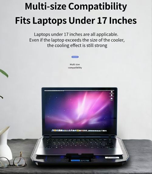 Cooler Ice Master N106 Laptop Cooler Dual Fan Metal Mesh Cooling Stand for Gaming Laptop