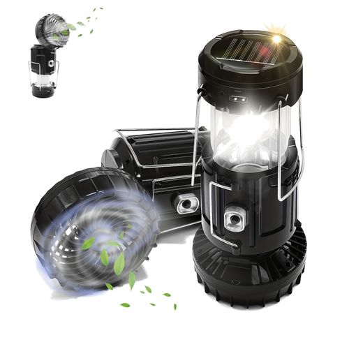 Luz solar para acampamento 2 em 1 + ventilador
