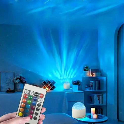 Aurora & 3D Water Ripple Projector Lamp – 16 Colors LED Light with Remote, Relaxing & Romantic Night Ambience